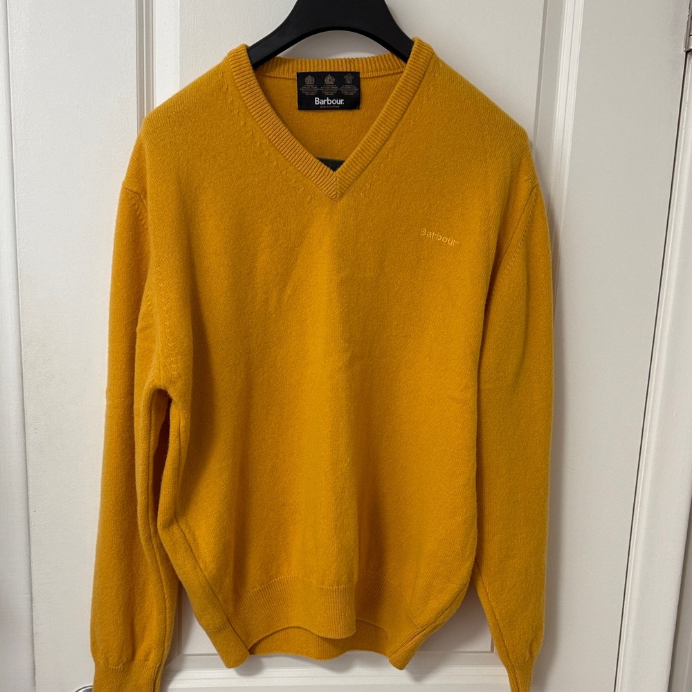 Barbour Men's V-Neck Sweater in Mustard
